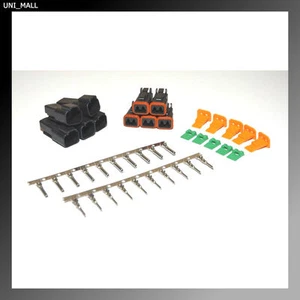 5 x Deutsch DT 2-Pin Black Connector Kit 16-18AWG Stamped Contacts (Made in USA) - Picture 1 of 3