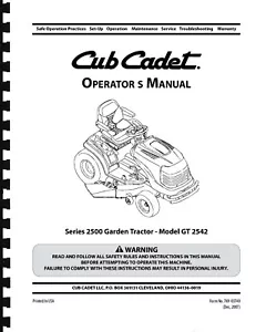 Cub Cadet Operators Manual Model No. GT 2542 - Picture 1 of 1