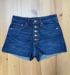 Pantaloncini donna Lucky Brand Lucky Pins lavaggio scuro orlo grezzo bottoni mosca taglia 0/25 - Foto 1 di 7