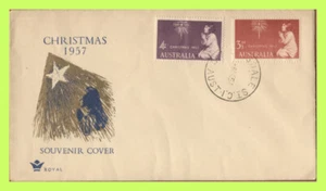 Australia 1957 Set Natale 'Royal' Copertina Primo Giorno, Blu - Foto 1 di 1