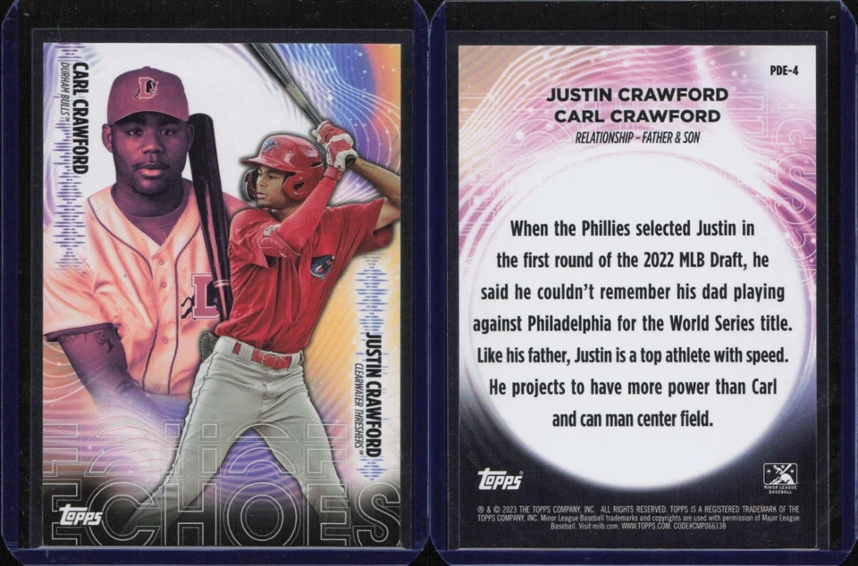 2023 Topps Pro Debut Pro Debut Echoes #4 Carl Crawford Justin Crawford - Image 1 of 1