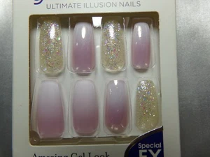 KISS Glam Fantasy NAILS Pink Ombre GLUE ON Long LENGTH, Coffin Shape - Picture 1 of 2