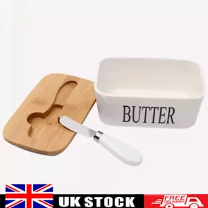 Ceramic french butter dish with lid knife holder container insulated storage box - Picture 1 of 13