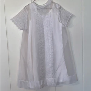 Vtg 60s white sheer eyelet lace dress & slip - Picture 1 of 8