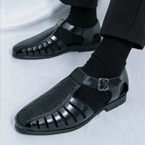 Herren Aushöhlen Sandale Schnalle Geschlossene Zehe Formell Elegant Business Schuhe Flach Sommer - Bild 1 von 16