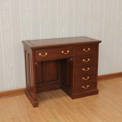 Kneehole Computer Desk Solid Mahogany | Cupboard & Drawers | Wooden Top DSK006W - Image 1 of 4