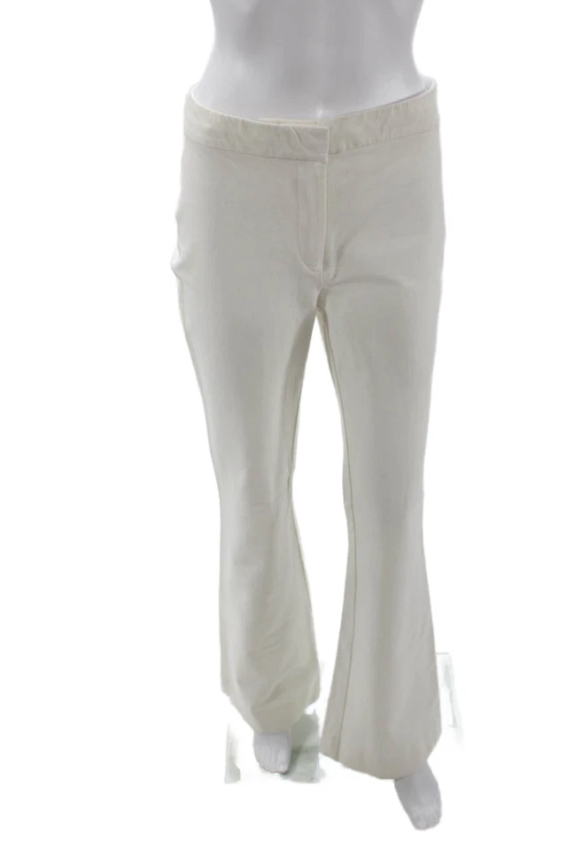 10 Pantalones Crosby Derek Lam Mujer Cremallera Plisada Pierna Ancha Blanco Talla 06 Foto 1 de 4