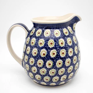 Boleslawiec Wiza Handmade Polish Pottery Pitcher Blue Green - Picture 1 of 5