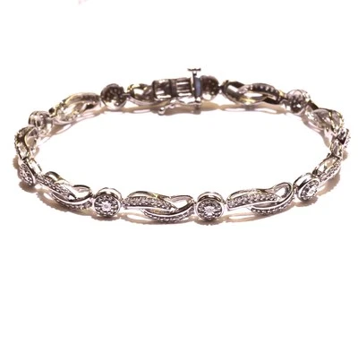 Brazalete tenis de eslabones de lujo de diamantes VS1 G de 1,00 quilates de oro blanco de 10k 9,9 g 7,25 m Foto 1 de 4