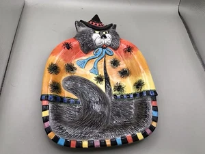 Fitz & Floyd Halloween Kitty Witches Dish Handcrafted In China 7.5” X 10.5” - Picture 1 of 6