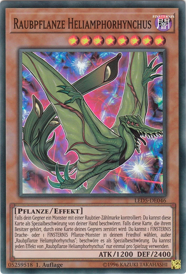 YU-GI-OH, RAUBPFLANZE HELIAMPHORHYNCHUS, SR, LED5-DE046, 1. Auflage, TOP - Bild 1 von 1