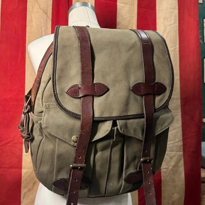 Filson EE. UU. Mochila Bolso Resistente Sarga Otter Verde Brida Cuero 262 Foto 1 de 4