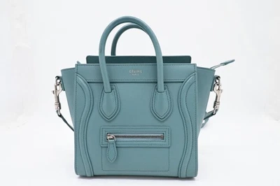 Authentic Celine Luggage Nano Shopper 2 Way Tote Bag Turquoise - Image 1 of 4
