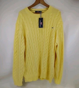 Suéter Vineyard Vines XL tejido con cable cuello redondo algodón soleado nuevo con etiquetas precio de venta sugerido por el fabricante $148 - Imagen 1 de 5