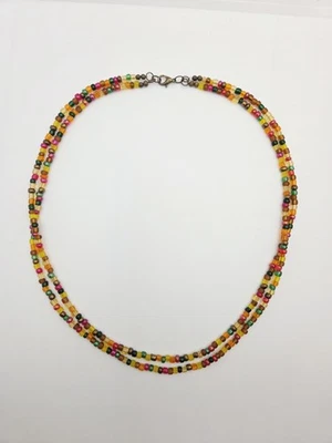 Collar de Cuentas Doble Hilo Tonos de Otoño Otoño Cuentas de Vidrio Multicolor  Foto 1 de 4