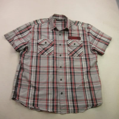 Camisa Harley Davidson Para Hombre XL Manga Corta Botón Bolsillos Frontales Cuadros Foto 1 de 4