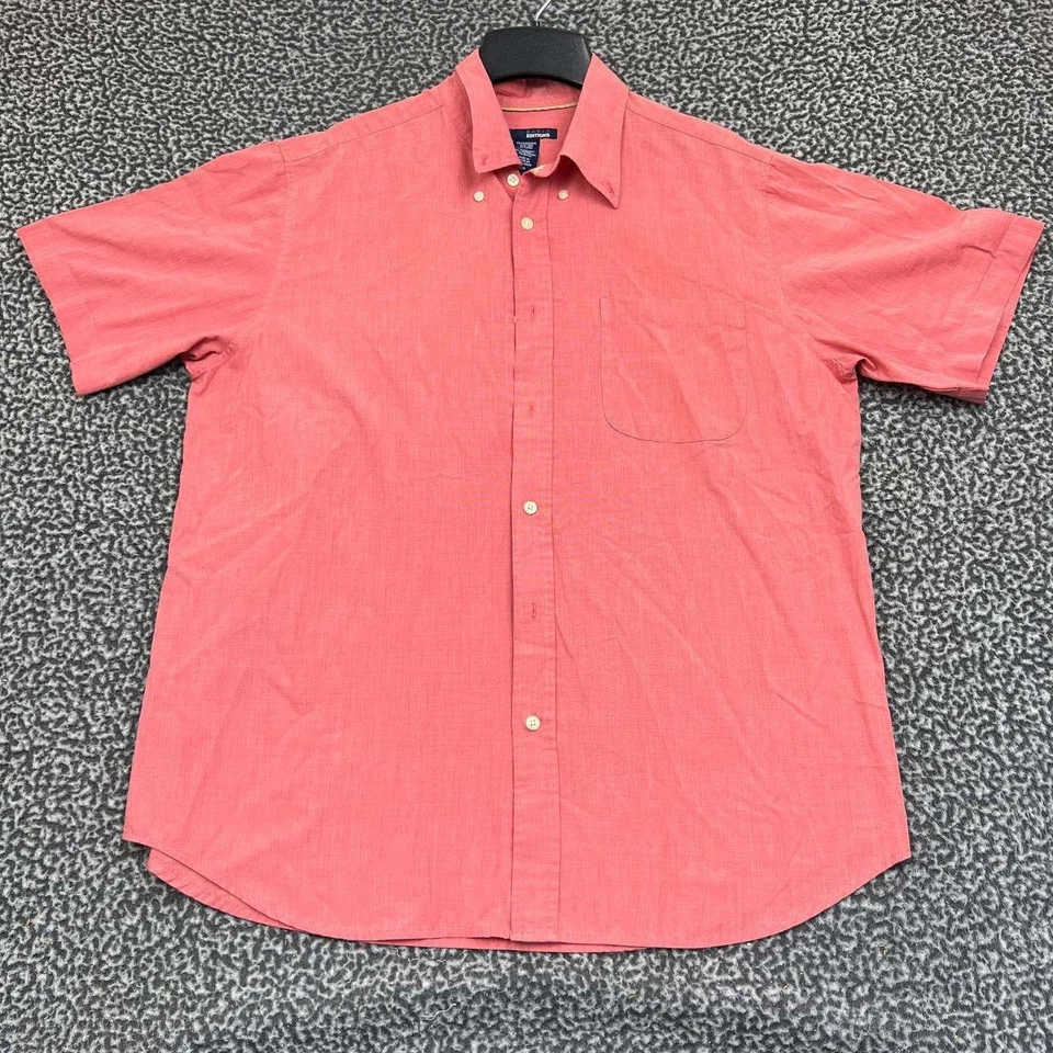 Рубашка мужская Basic Editions большая красная простая без рисунка на пуговицах карман с коротким рукавом L - Изображение 1 из 4