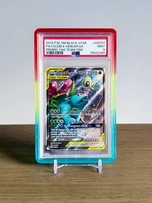 2019 POKEMON SM BLACK STAR PROMO #SM167 FULL ART/CELEBI & VENUSAUR GX PSA 9 - Image 1 of 3