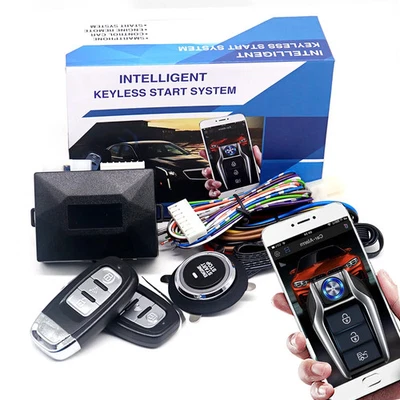 Car Keyless Entry Engine Start Alarm System Push Button Remote Starter Stop Kit - Image 1 of 4