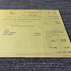 Vtg 1950 Chevrolet Auto Dealer Sales Receipt Car Dealership Invoice - Picture 1 of 2