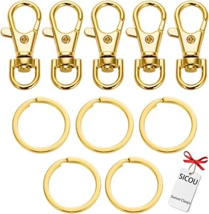 5 Set Silver Keychain with Key Rings Swivel Clasps Lanyard Snap Hook Metal Ke... - Picture 1 of 6