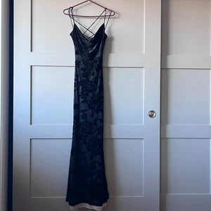 Abito Burnout Windsor Nero Velluto L Y2K Babydoll Maxi Gotico Strega Capriccioso - Foto 1 di 16