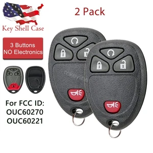 2 For Chevrolet Silverado Suburban GMC Sierra Remote Key Fob Case Shell 15913421 - Picture 1 of 7