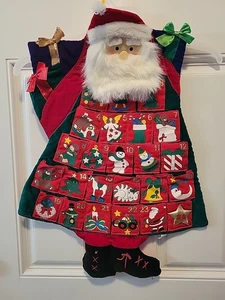 Fun Santa Advent Calander / Pockets For Candy Other Little Treats Made Of Cloth - Picture 1 of 4