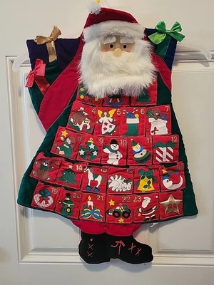 Fun Santa Advent Calander / Pockets For Candy Other Little Treats Made Of Cloth - Image 1 of 4