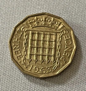 1963 Großbritannien Großbritannien 3 Pence Thruppence Thrupenny Queen Elizabeth II Münze (63d) - Bild 1 von 2
