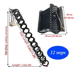 Wall Mounted Attic Loft Ladder Aluminum-Magnesium Alloy Loft Wall Folding Stair - Picture 1 of 14