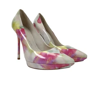 Alice Olivia Patent Leather Pumps Size 38.5 Danny Watercolor Point Toe Stiletto - Picture 1 of 12