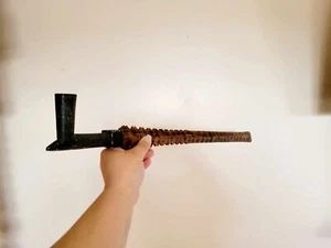 Vintage Native American Sioux Indian Long Stem Pipe with Pewter Inlay - Picture 1 of 12