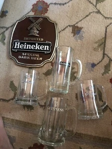 lotto di 4 tazze birra vintage pubblicità Heineken, Grolsch, Guiness Bonus Heineken. - Foto 1 di 9