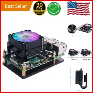 Cooling Fan for Raspberry Pi 4 Copper Heatsink RGB Low-Profile CPU Cooler - Picture 1 of 11