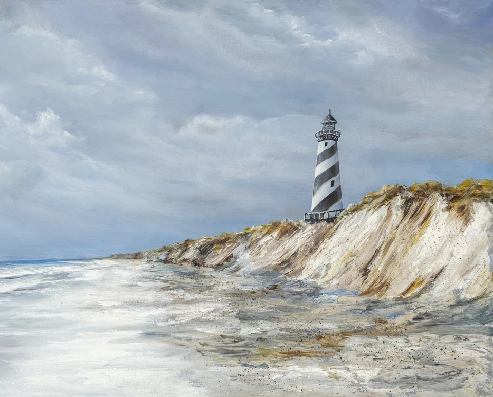 35" Fabric Panel | David Textiles Digital Old Hatteras Nautical Lighthouse Scene - Image 1 of 1