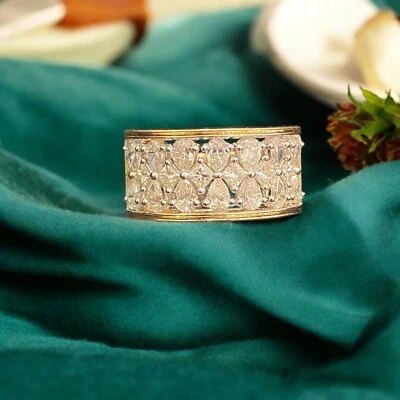 1,88 cts Birne Princess Form Natürlich Diamanten Hochzeit Band Ring 14K Gelbgold - Bild 1 von 4