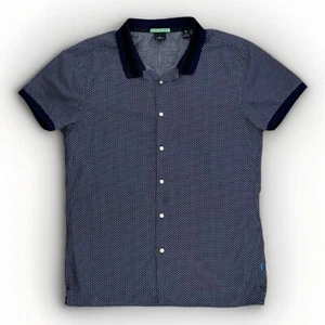SCOTCH & SODA MENS SHIRT SIZE M MEDIUM POLKA DOT NAVY COTTON GREAT COND - Picture 1 of 11