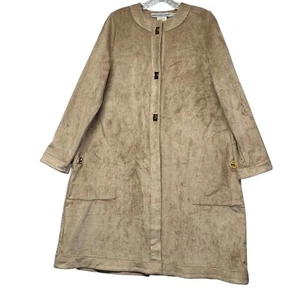 Gretchen Scott Women's Coat Faux Suede Gold Accents Pockets Size 14 NWT - Picture 1 of 9