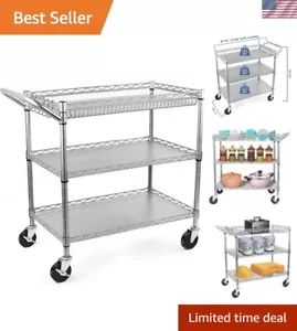 Adjustable 3-Tier Utility Cart with Silent Wheels - Perfect for Home and Office - Picture 1 of 9