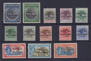 BAHAMAS 1942 LANDFALL OF COLUMBUS SOVRASTAMPA ESEMPLARE PERFIN SET DI 13 162s-166s - Foto 1 di 2