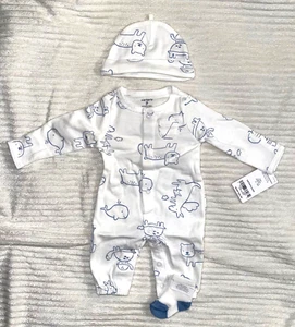 Carters Preemie Newborn 3 PC Homecoming Set Blue Baby Boy Reborn Doll - Picture 1 of 3