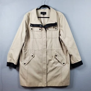 Chaqueta gabardina Ann Taylor para mujer talla XXL beige puños de cuero sintético plumero lluvia - Imagen 1 de 14