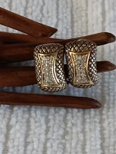 Orecchini Huggie Quilty Omega Effy D'oro Sterling & Oro 14k Diamanti - Foto 1 di 6