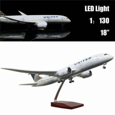 Modelo de avião 18” 1:130 American United Airlines B787 com roda de luz LED presente - Imagem 1 de 4
