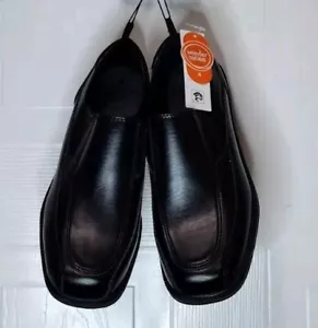 Boy Wonder Nation Dress Shoes Size 4 Med Black Slip on Loafers Square Toe - Picture 1 of 8