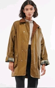 BARBOUR X ALEXA CHUNG Wax Lyra Jacket Dubble Buttons Size UK 8 EU 34 USA 4 BROWN - Picture 1 of 11
