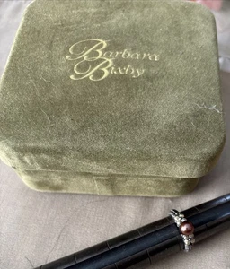 Barbara Bixby Bandring rote Perle floral Sterlingsilber 18 Karat Größe 5,75 - Bild 1 von 4