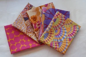 5 Fat Quarters - Yellow Kaffe Fassett FQ 18 x 22 Cotton Quilting Fabric Ver 3 - Picture 1 of 4