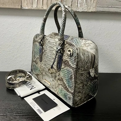 Brahmin Marissa PLATINUM ALL OVER SNAKE Leather Satchel Shoulder Crossbody NWT - Image 1 of 4